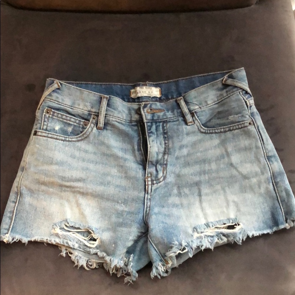 Free People Size 25 Distressed Light Jean Shorts